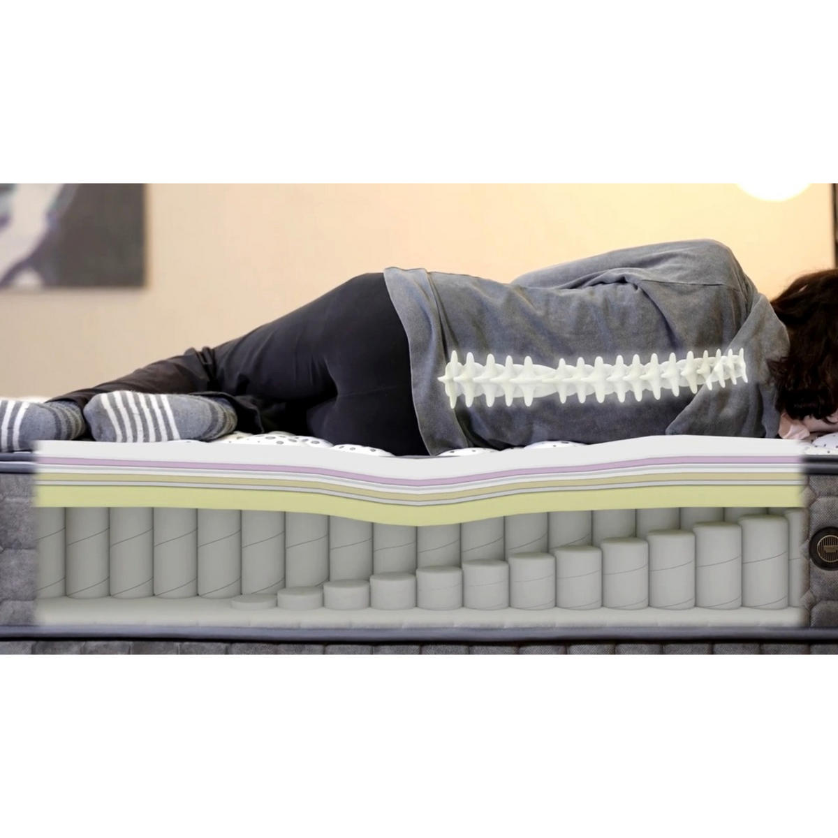 TASCHENFEDERKERNMATRATZE Bambi Sleepure Matratze 140x200 cm, Höhe ca.: 31 cm, H2 + H3 = mittel + fest, 7-Zonen - Grau, Textil (140/200cm) - Bambi