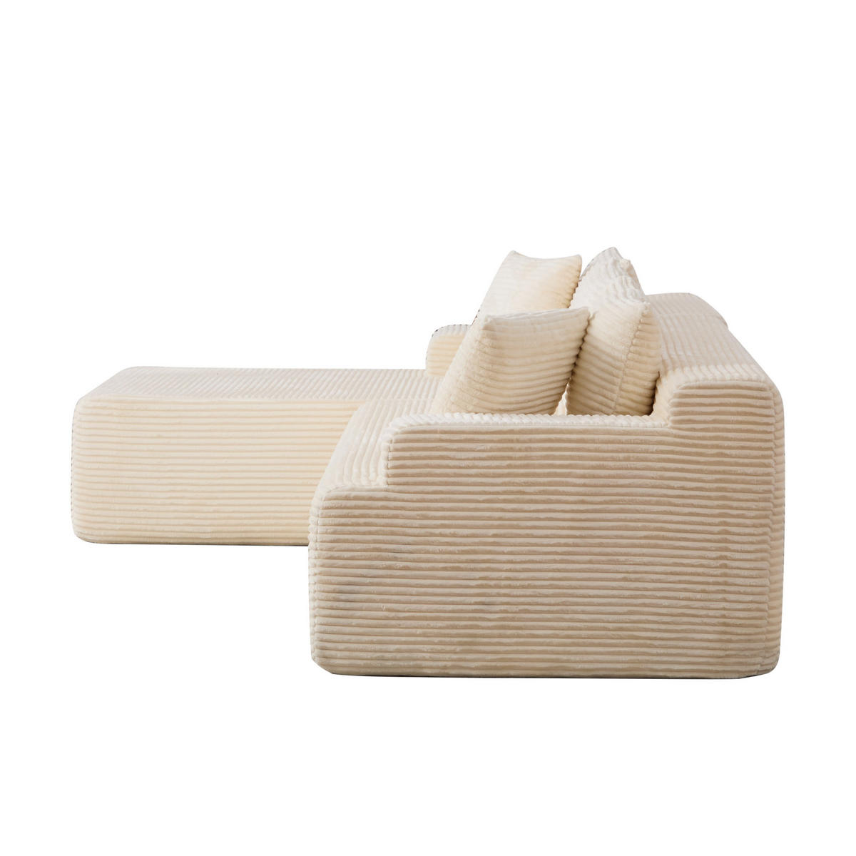 ECKSOFA 272/174/74.5 cm Elfenbein mit 30D hochelastischem Schaumstoff und rutschfestem Boden - Ecru, Textil (174/74.5/272cm) - Oxeza