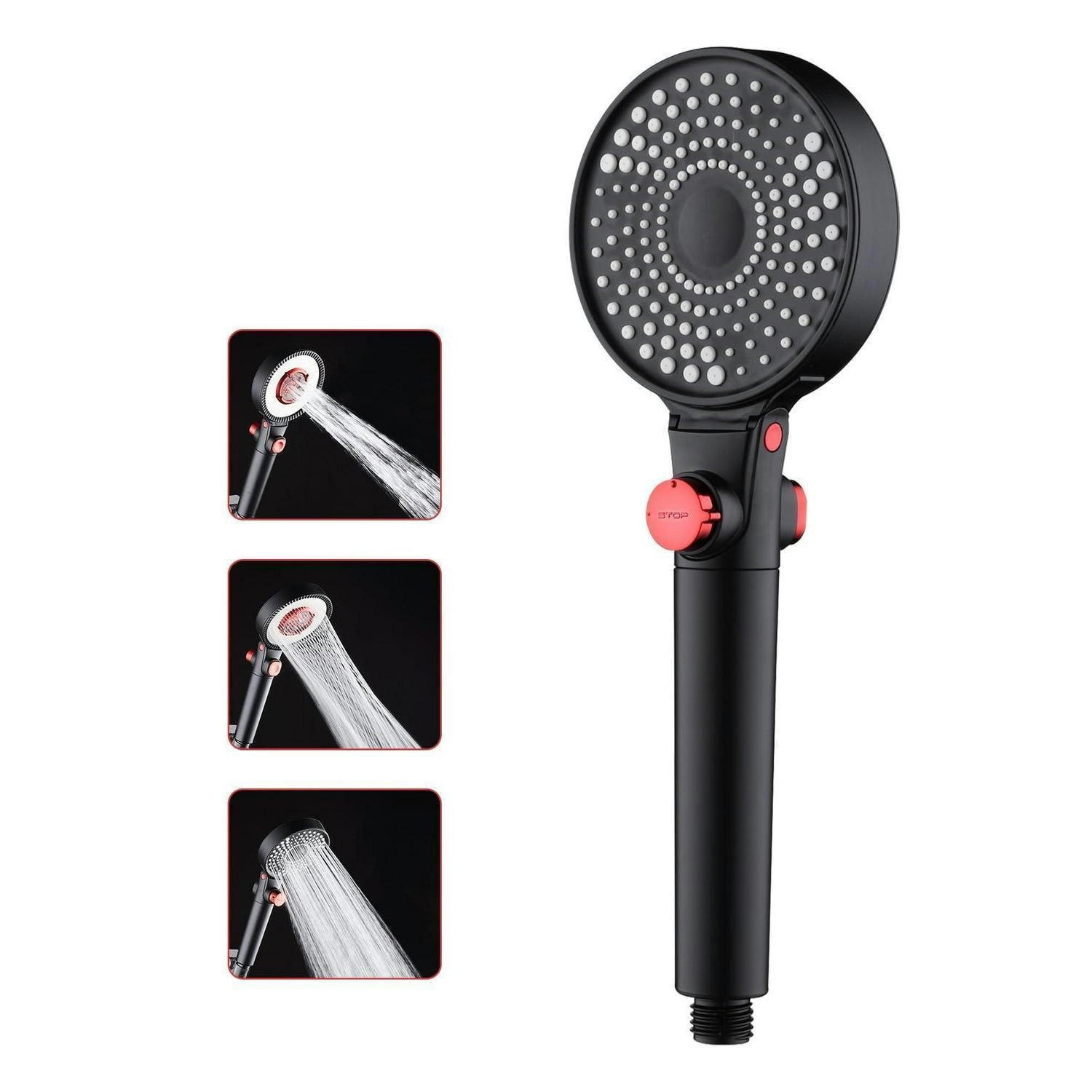 HANDBRAUSE mit Filter 3 Strahlarten Wassersparend 4.5l/min - Schwarz, Kunststoff (8/12.7/26cm)
