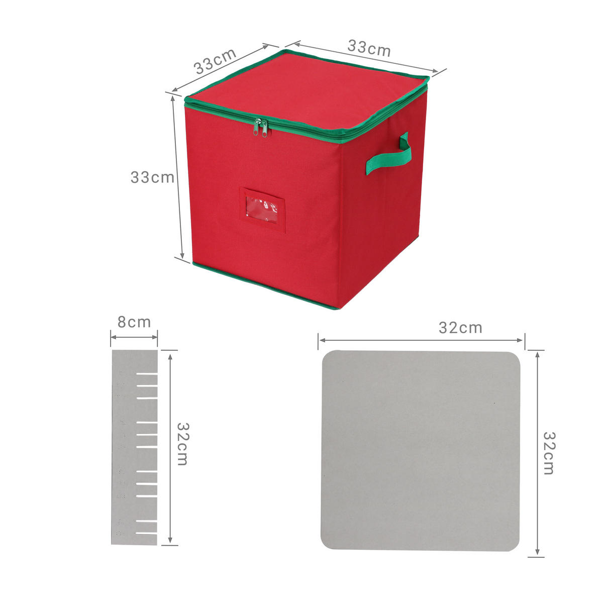WEIHNACHTSKUGEL-AUFBEWAHRUNGSBOX - Rot, Wellpappe/Kunststoff (33/33/33cm) - Relaxdays