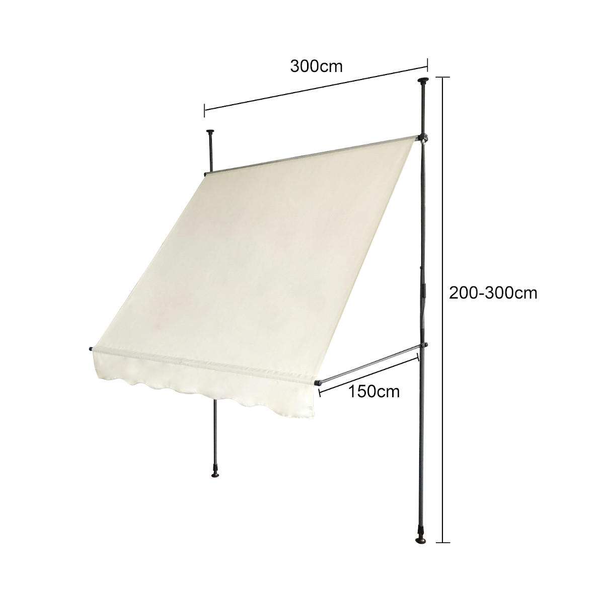 KLEMMMARKISE 120 x 300 cm Beige - Beige, Kunststoff (300/300/120cm) - SVITA