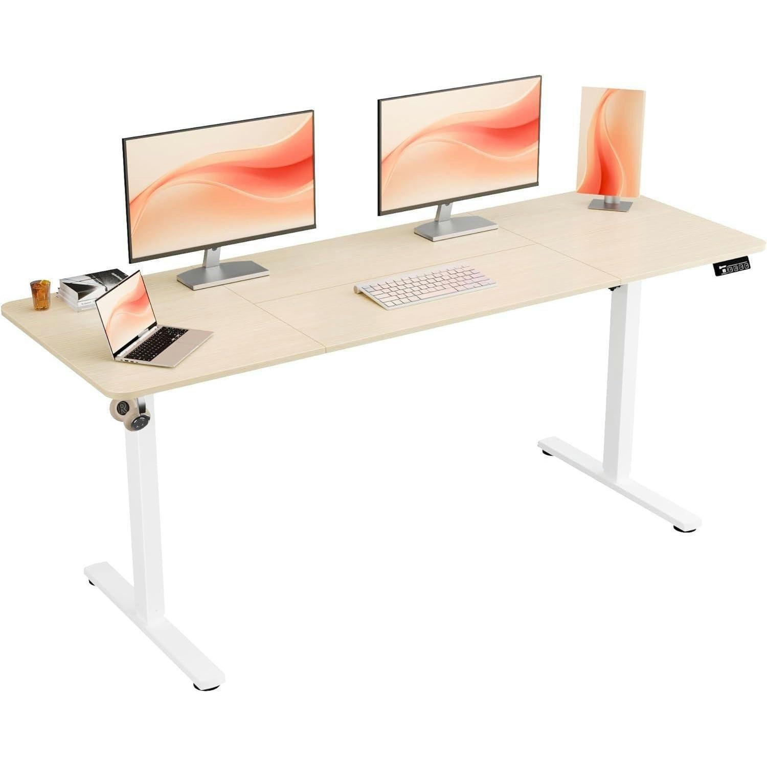 SCHREIBTISCH elektrisch höhenverstellbar 170 x 60 cm Eiche/Weiß - Weiß, Holz (60/170/71cm)