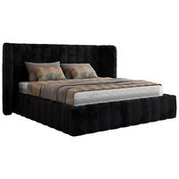 POLSTERBETT GOLETTA CLASSIC 140/200 - Schwarz Plüsch - Schaum-Matratze - Schwarz, Textil (140/200cm) - MKS