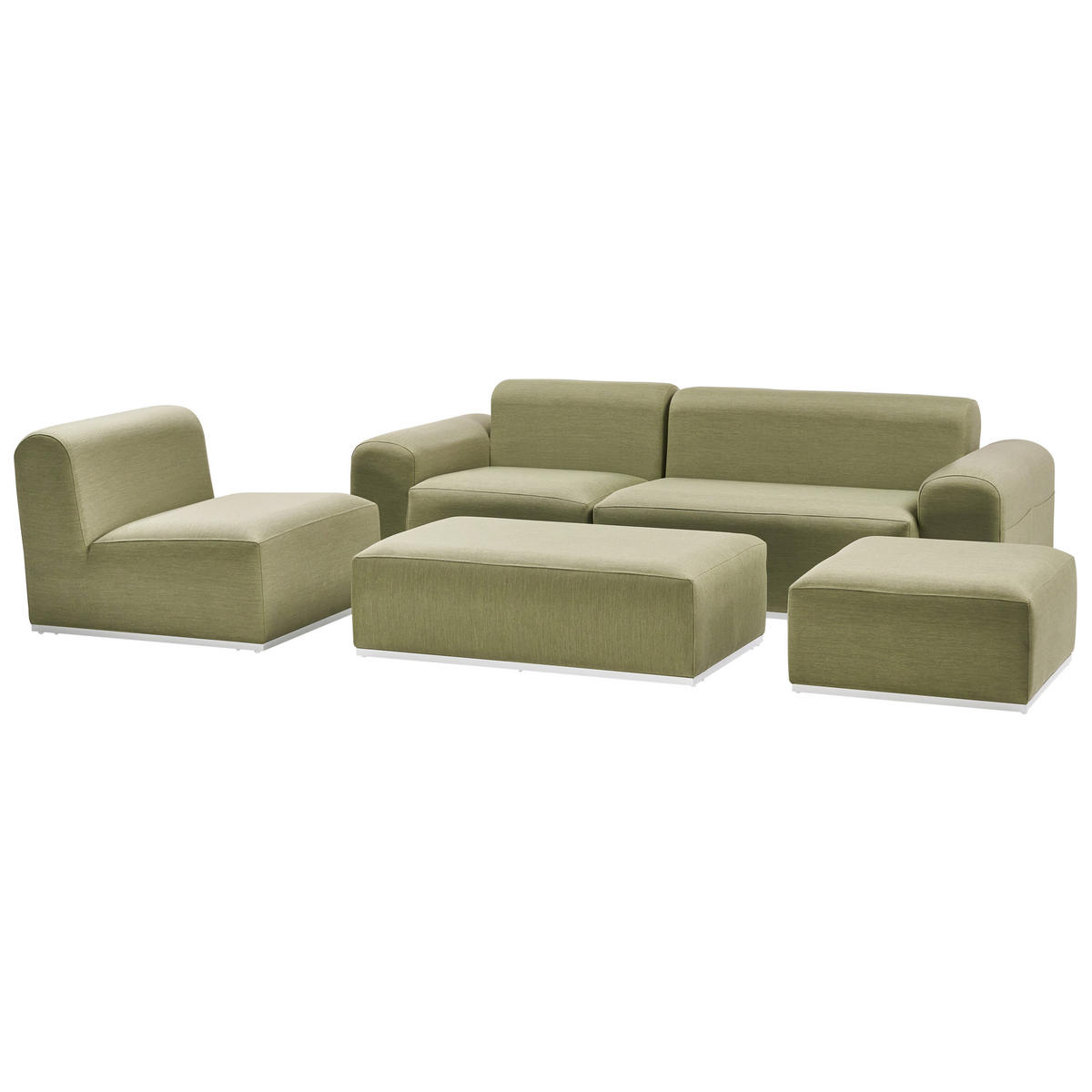 LOUNGE-SET 7-Sitzer Grün Battifollo - Weiß/Grün, Textil - Beliani