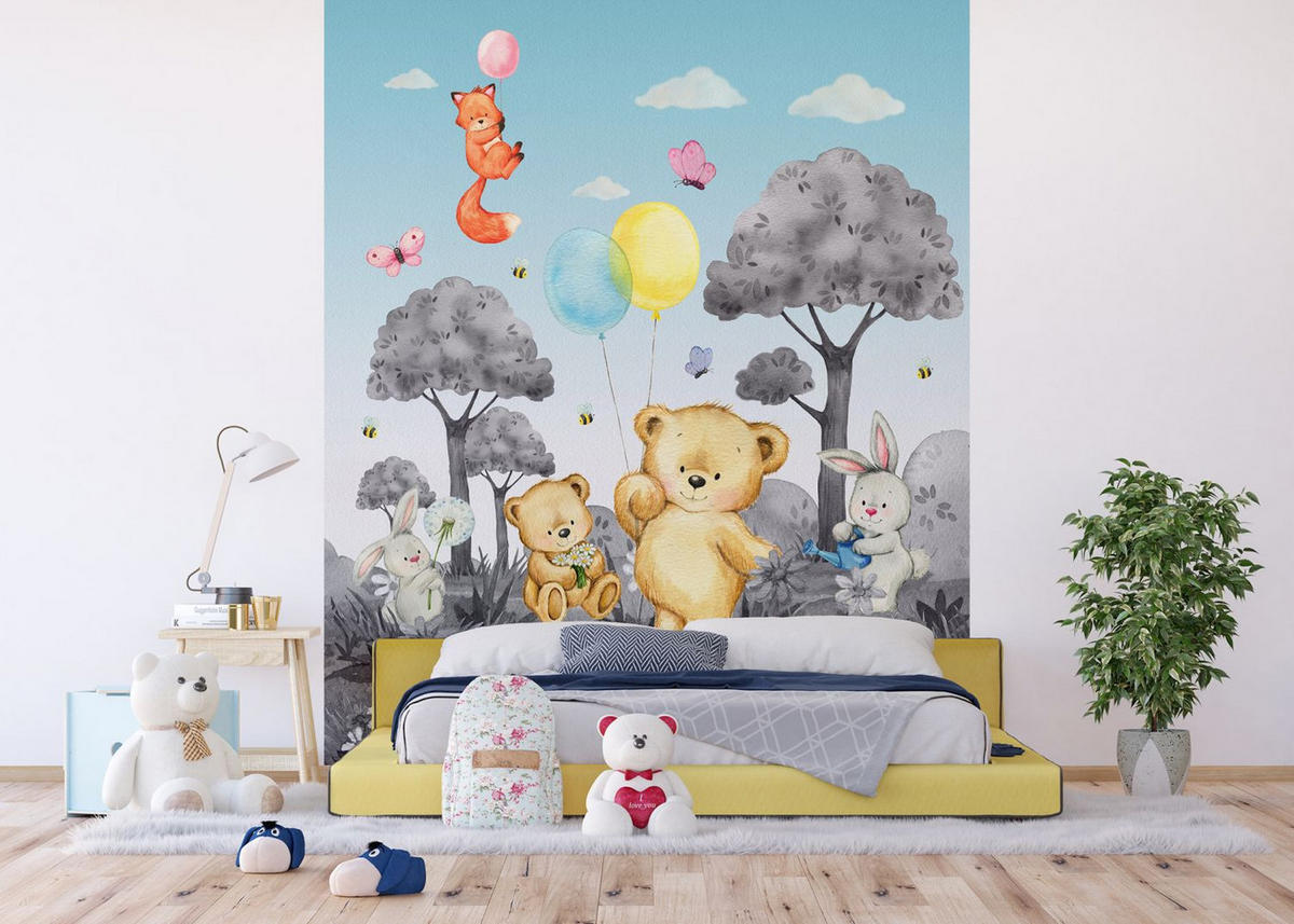 FOTOTAPETE Wald mit Waldtieren 270 x 225 cm - Multicolor, Papier (270/225cm) - Sanders & Sanders