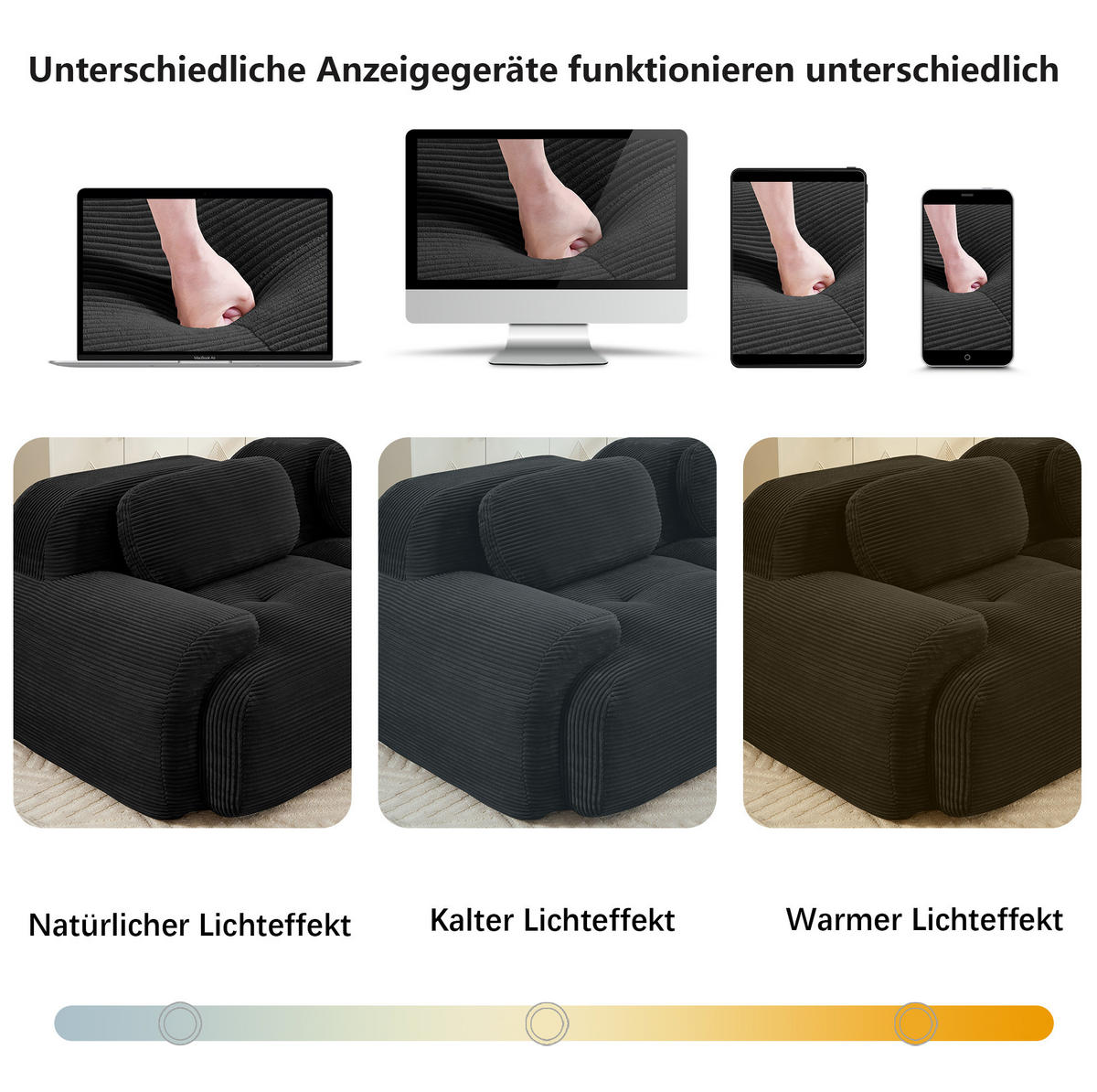 ECKSOFA 388/178/70 cm in Schwarz aus Cord, modular und montagefrei - Schwarz, Textil (178/388cm) - Flora Grace