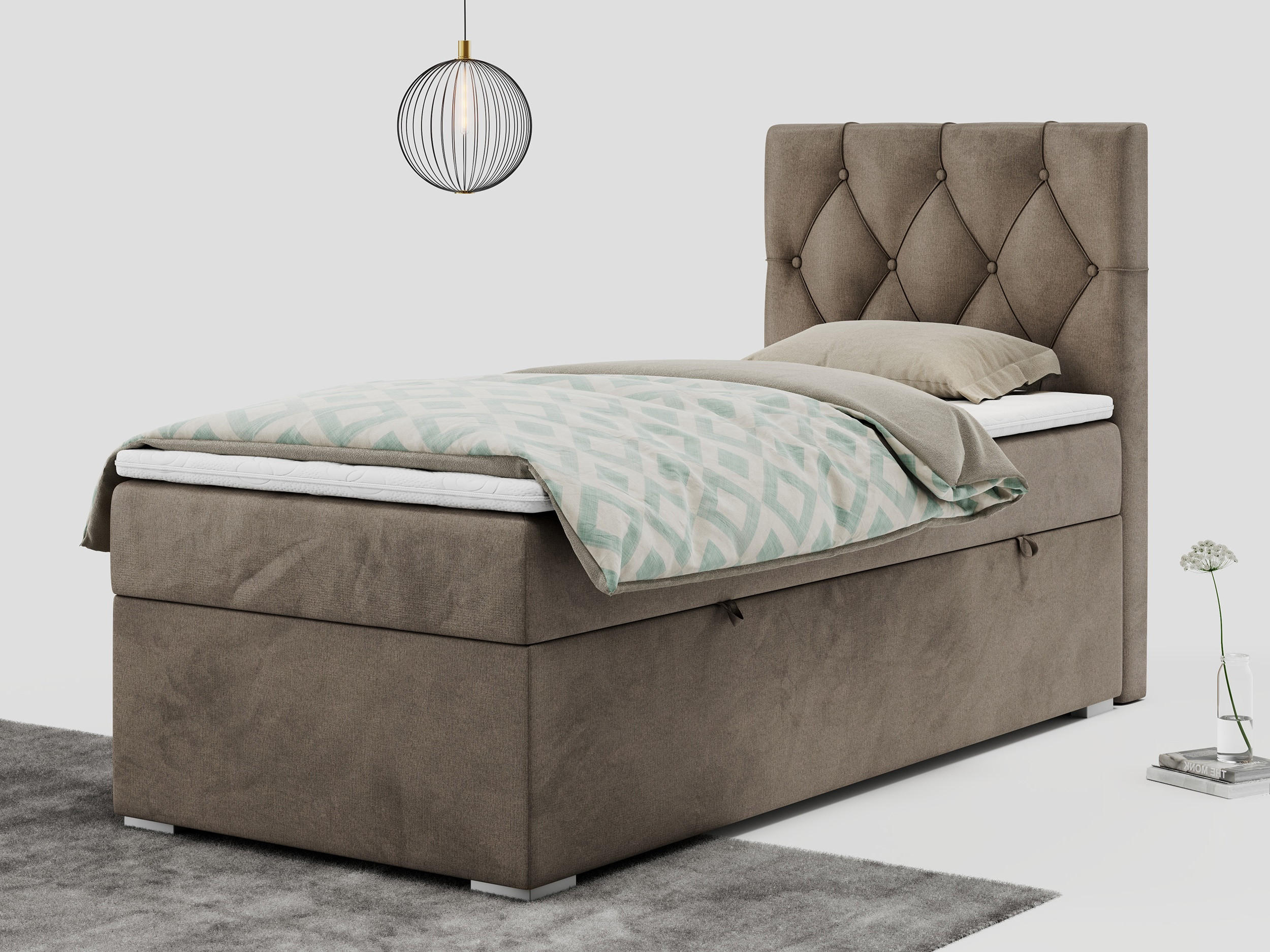 BOXBETT ALDA 90/200 Braun Velvet - H4 - Rechts Seite - Braun, Holz/Textil (90/200cm) - MKS