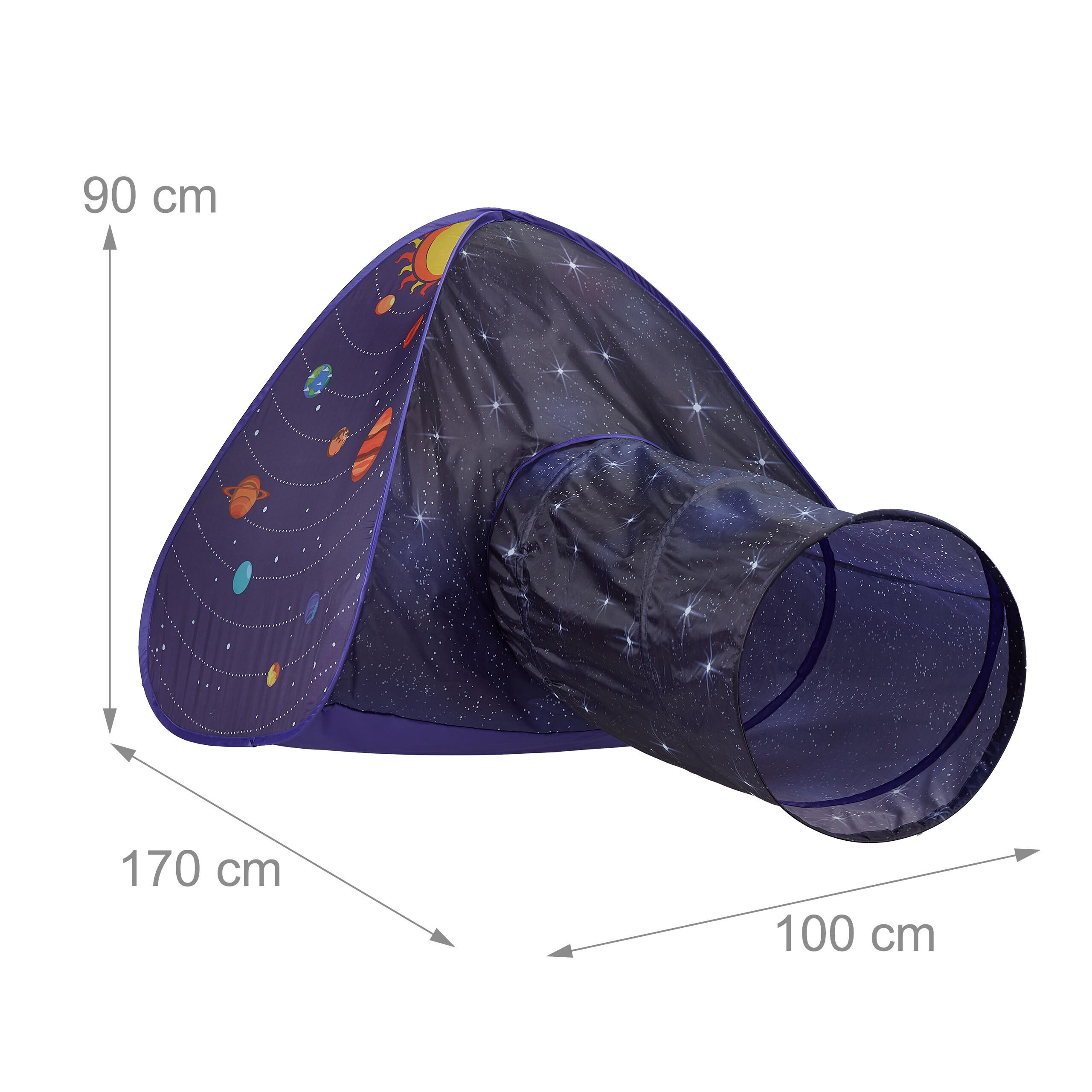 Thumbnail - Relaxdays Spielzelt, Mehrfarbig, Textil, Metall, 170x90x100 cm, Outdoor Spielzeug, Spielhäuser