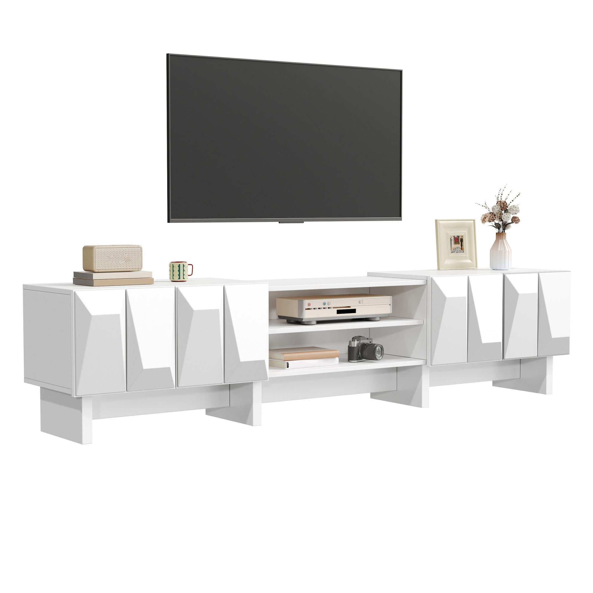 Flieks Tv-Lowboard Weiß 180x44.5x34 cm