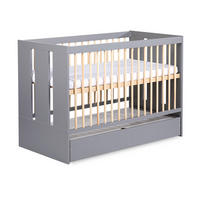 BABYBETT Pauline graphit / Kiefer / weiß 124 / 85 / 66cm - Grau/Kieferfarben, Holz/Holzwerkstoff (60/120cm) - Feldmann-Wohnen