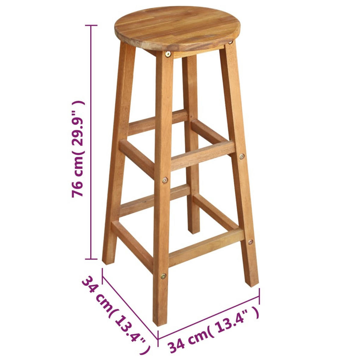 BARTISCH Und Hocker-Set 7-teilig Akazienholz Massiv - Braun, Holz (70/105/150cm) - vidaXL