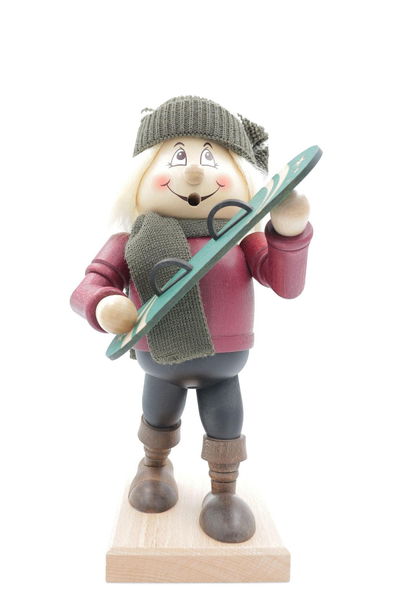 RAUCHFIGUR Wichtel Snowboarder 32 cm - Multicolor, Holz (15/32/0.1cm)