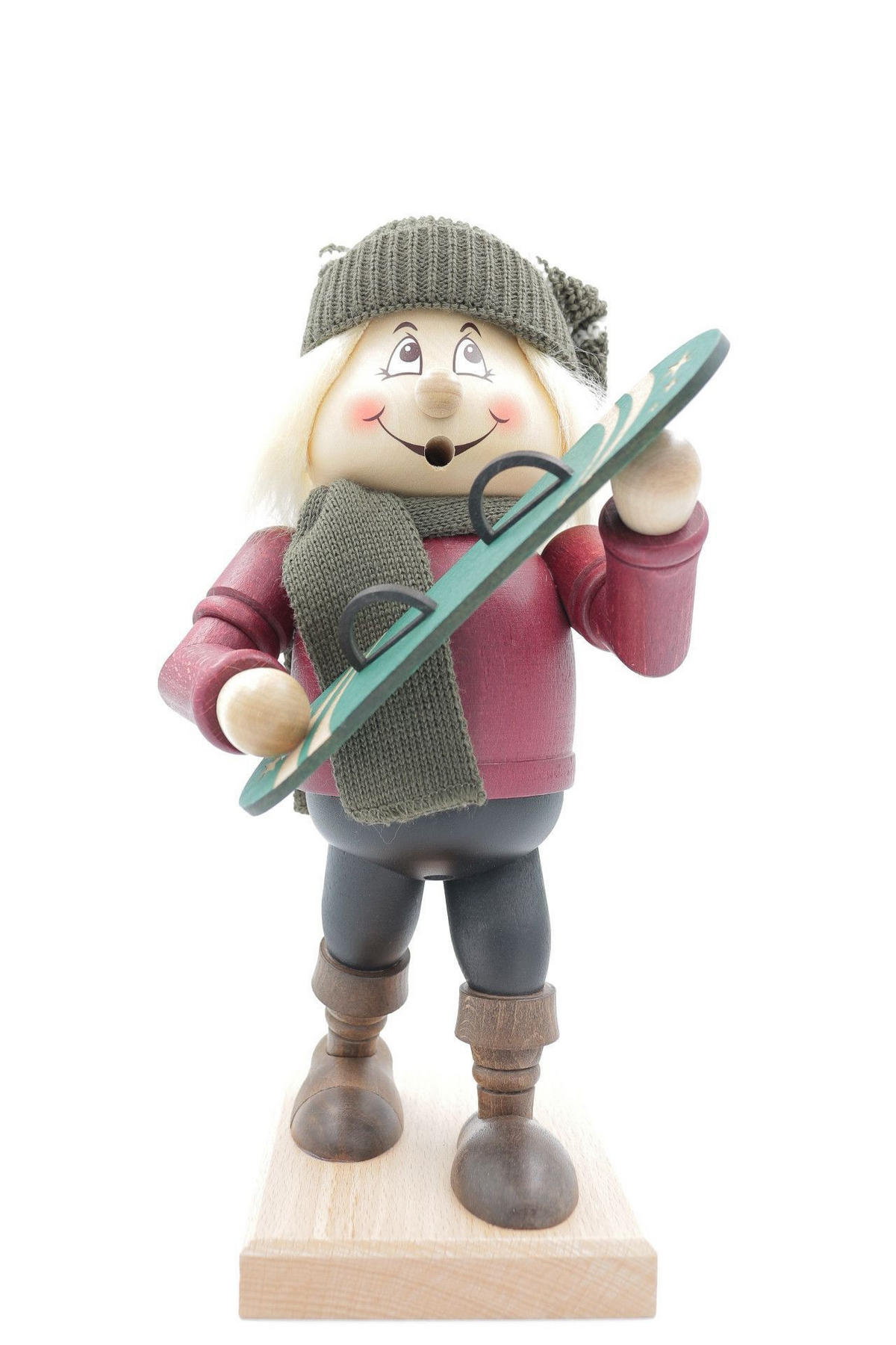 RAUCHFIGUR Wichtel Snowboarder 32 cm - Multicolor, Holz (15/32/0.1cm)