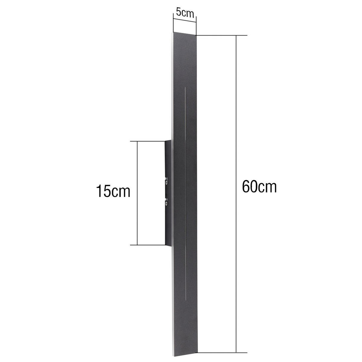 LED-WANDLEUCHTE Luminaire 60/5/4 cm - Schwarz, Metall (5/4/60cm) - ZMH