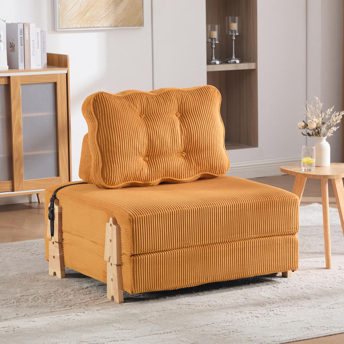 SCHLAFSESSEL ausklappbar mit Holzgestell, DE-42596, Orange - Orange, Holzwerkstoff (90/84/86cm) - ComfortXL