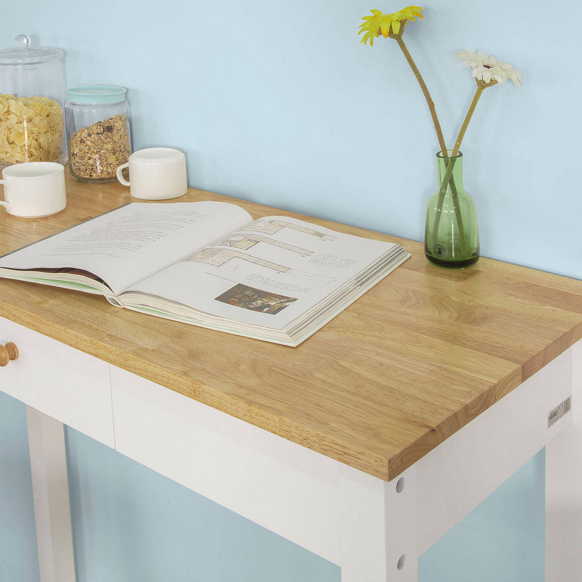 BARTISCH + 2 x BARHOCKER - Weiß, Holz/Holzwerkstoff (95/40/107cm) - SoBuy