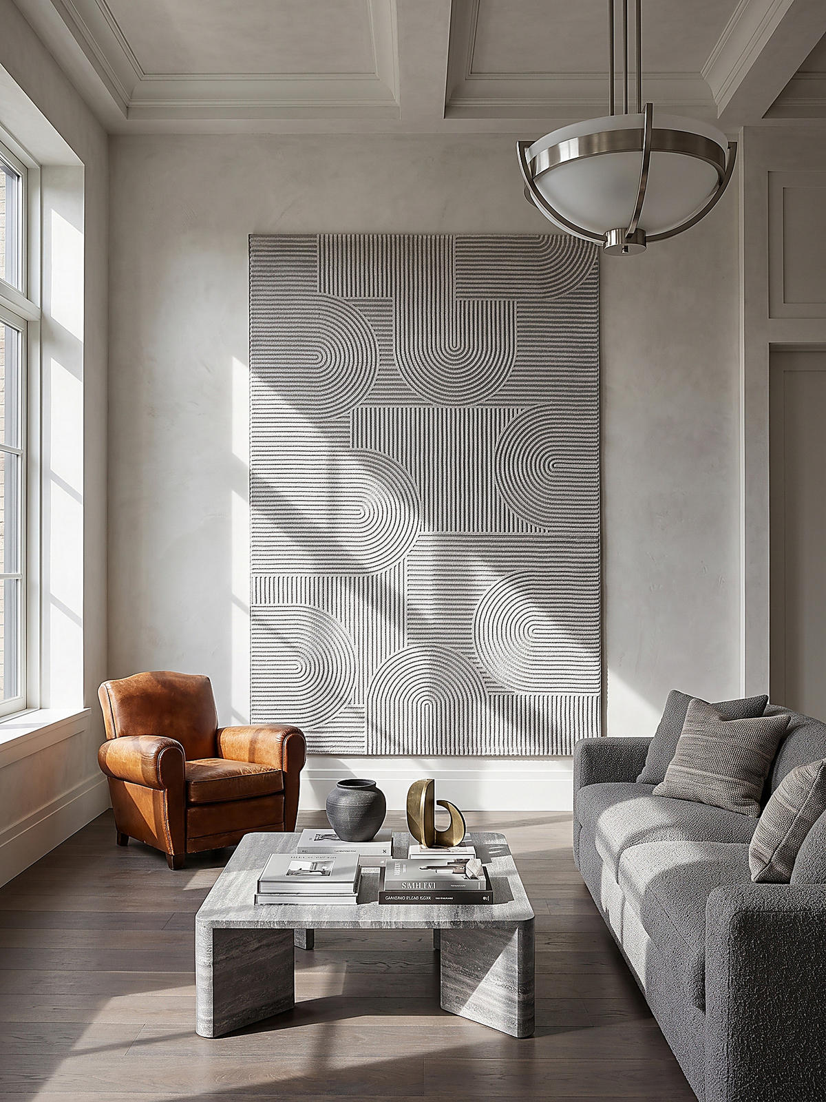 LÄUFER ERESMA Geometrisch Polyester Grau 80 x 300 cm - Grau, Textil (80/300cm) - KADIMA DESIGN