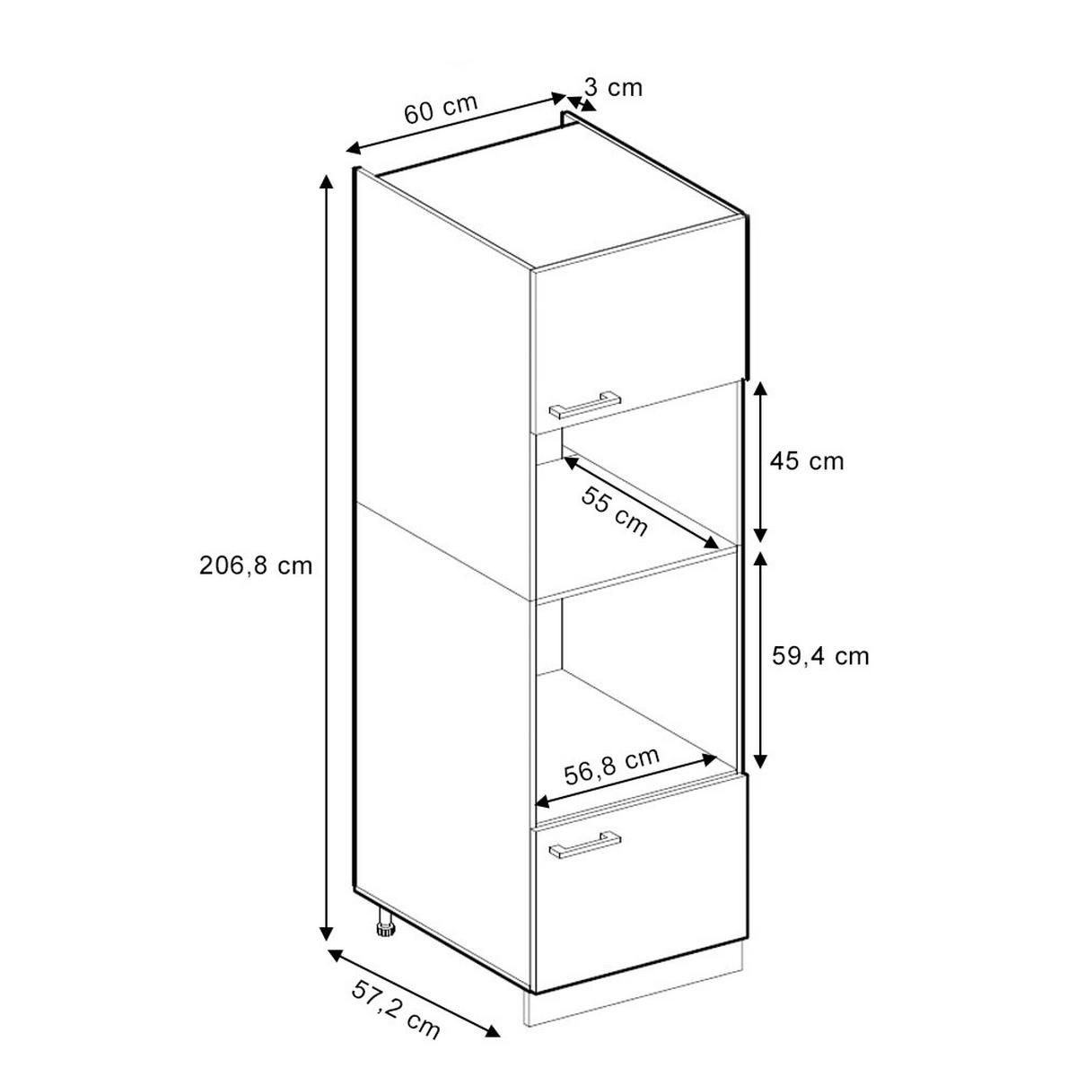 MIKROWELLENSCHRANK R-Line Goldkraft Eiche 60 cm J-Shape - Anthrazit/Eiche Wotan, Holzwerkstoff (60/206.8/57.2cm) - Vicco