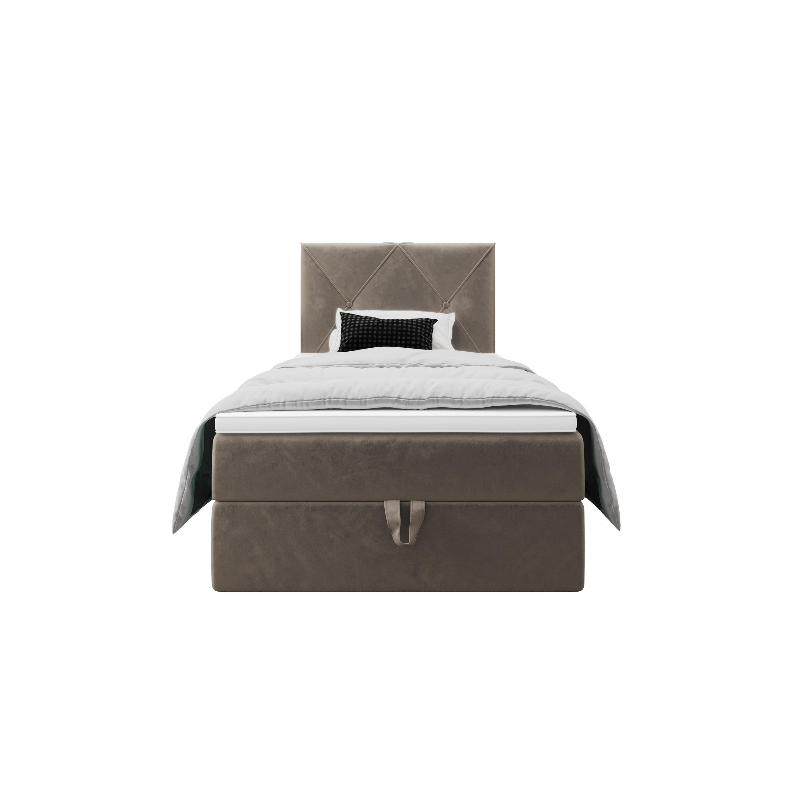 BOXBETT ALTEA 100x200 Monolith 15, mit Matratze H3, Bonell und Topper, Braun - Braun, Holz/Kunststoff (100/200cm) - Bedante