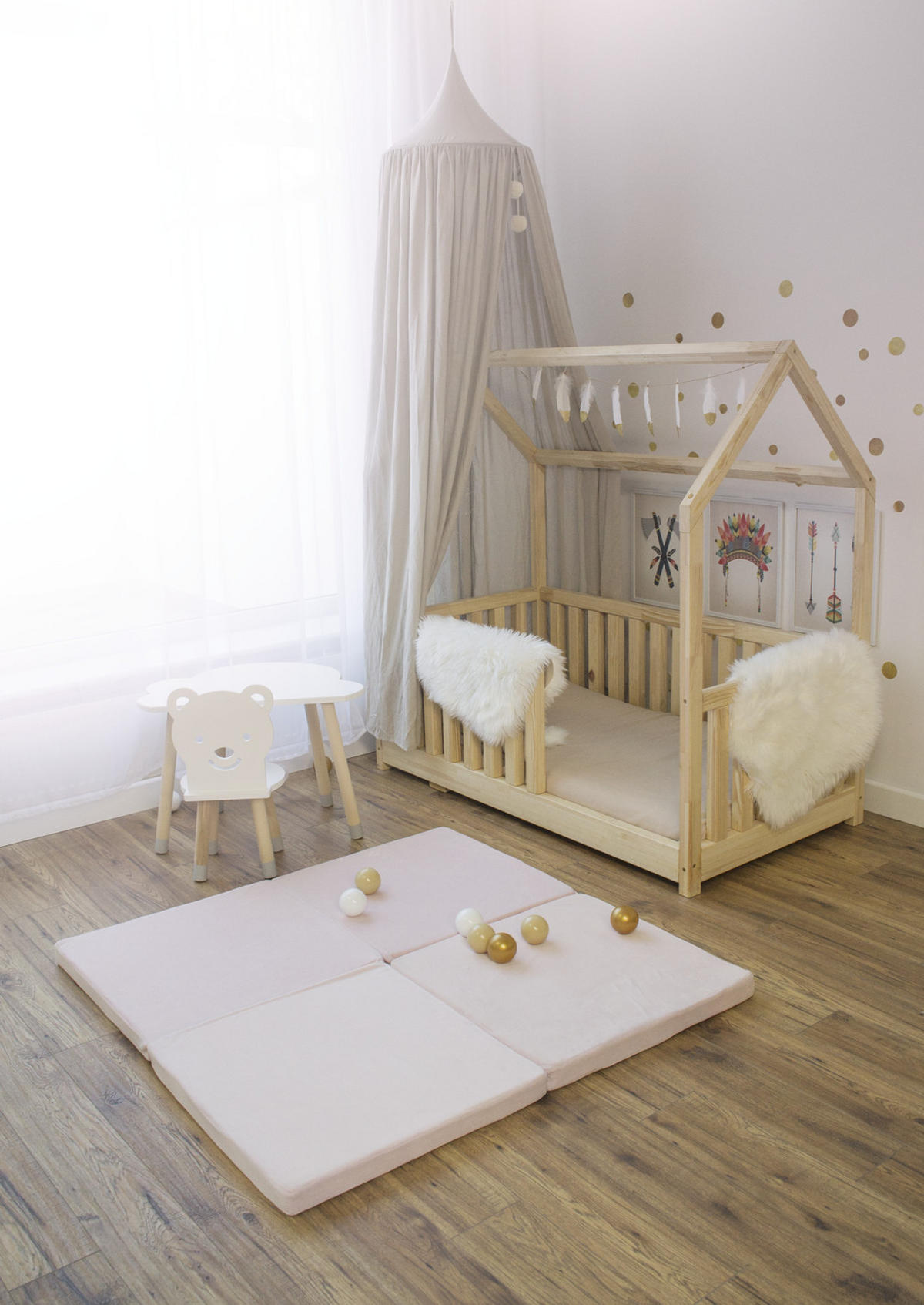 SPIELMATTE für Kinder, Quadratt, Samt, Hellrosa - Pink, Textil (120/120cm) - MeowBaby