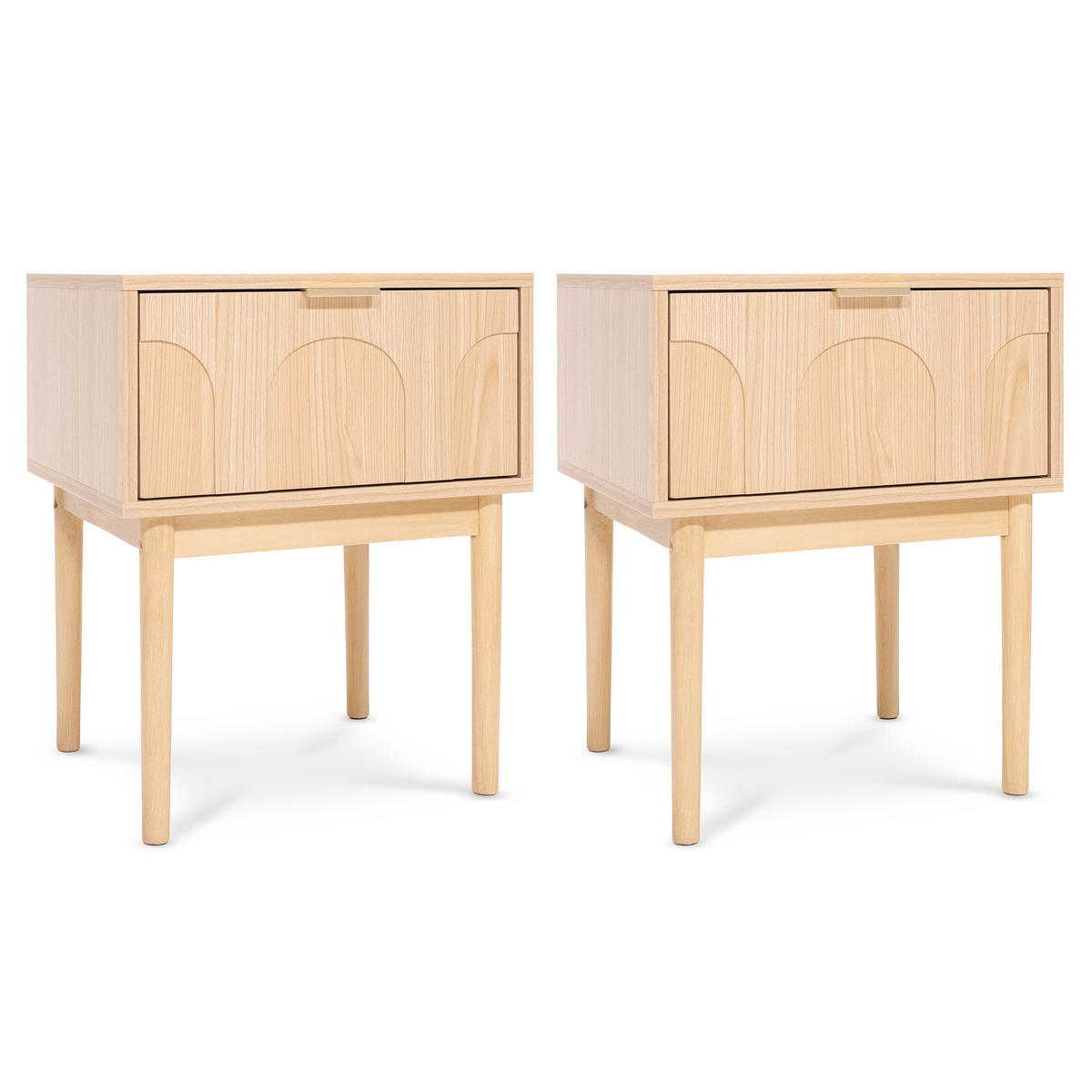 NACHTTISCH 2er-Set Nolan aus Eiche skandinavischen - Beige, Holz (38/55/45cm) - Sicaan