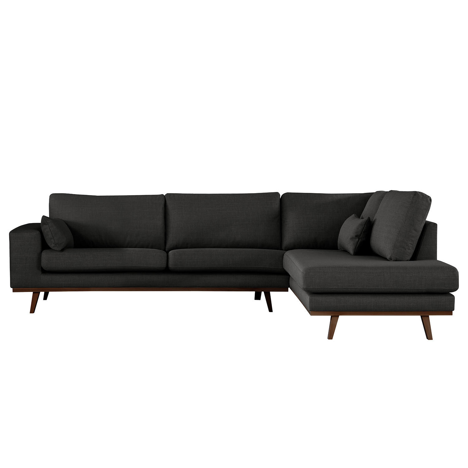 ECKSOFA mit Ottomane - Buchefarben/Schwarz, Textil (287/219cm) - home24