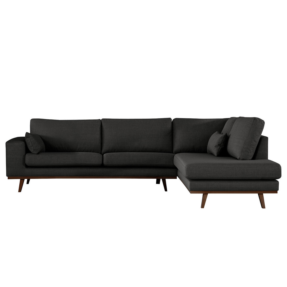 ECKSOFA mit Ottomane - Buchefarben/Schwarz, Textil (287/219cm) - home24