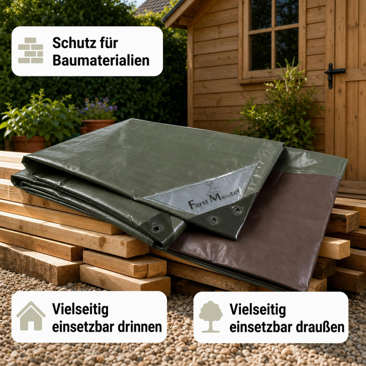 HOLZABDECKPLANE 150 g/m² - Dunkelgrün, Kunststoff (600/150/1cm) - Westfalia