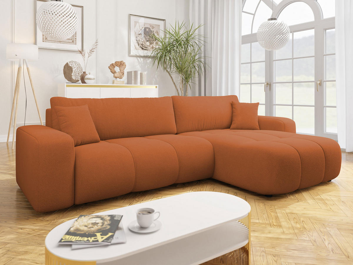 ECKSOFA Furyn Maxi - Schwarz/Orange, Holz/Kunststoff (274/145cm) - MIRJAN24