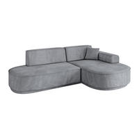 ECKSOFA Ottomane Rechts MARI-L1-v3 - 243x171x83 cm Grau Velours - Schwarz/Grau, Holzwerkstoff/Kunststoff (171/243cm) - ALTDECOR