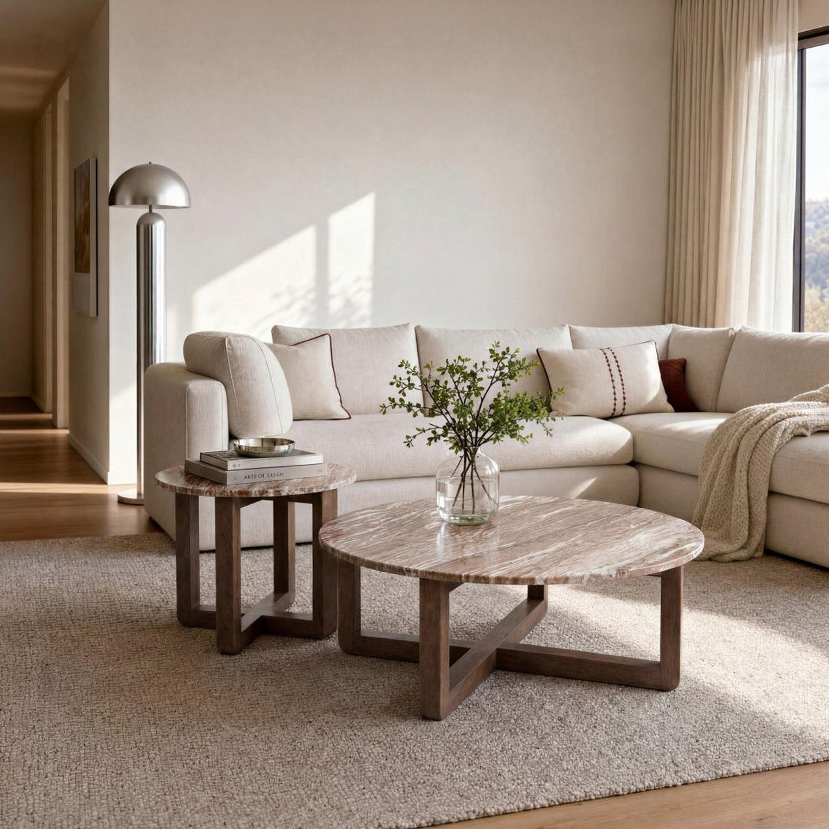 COUCHTISCH FESTER Vinh Walnuss 90 cm x 38 cm - Walnussfarben, Stein (90/90/38cm) - Klast Home