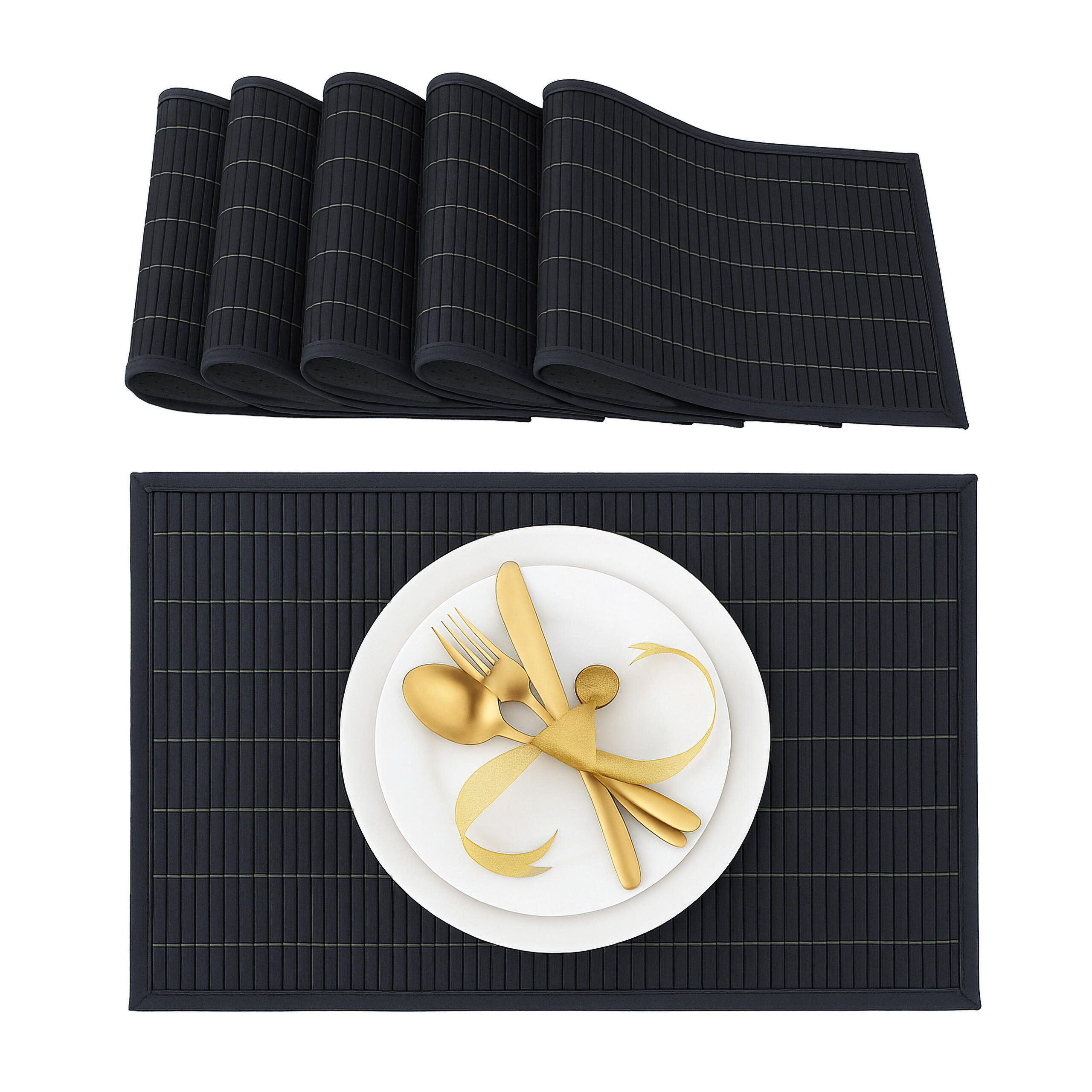 SUPORTURI Negre 6-piese-set Bambus 45x30 cm