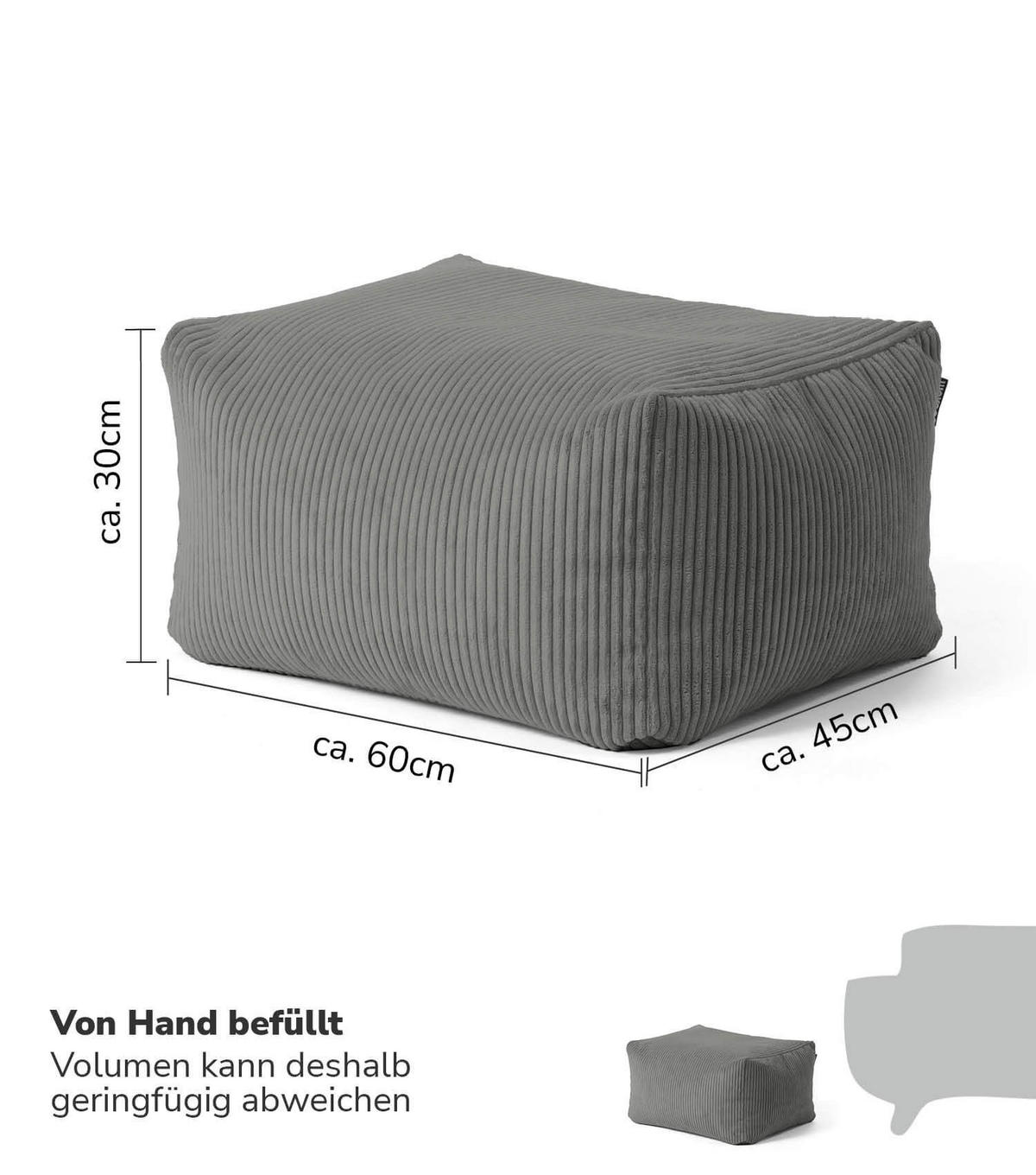 POUF Der Ruhestifter - Anthrazit, Textil (65/35/55cm) - Mokebo