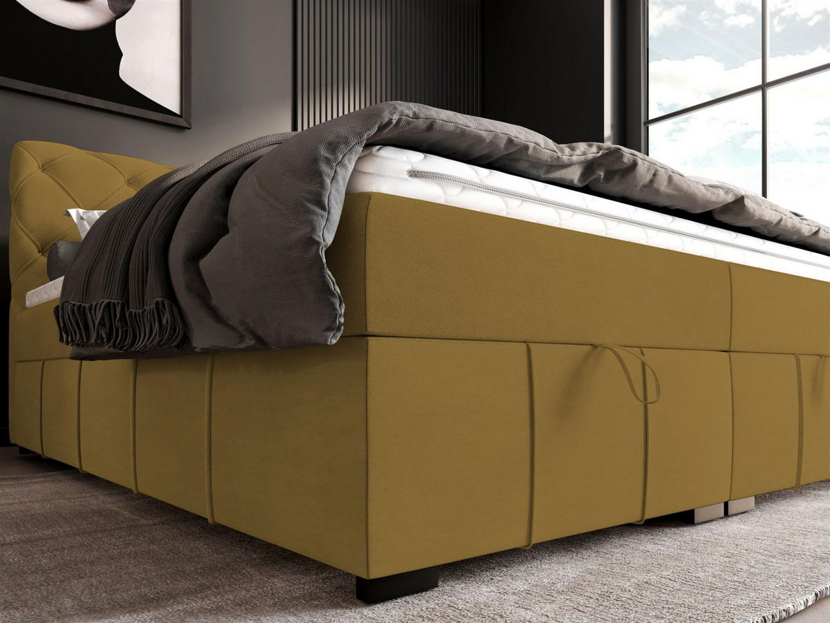 BOXBETT Gisel - Gelb, Holzwerkstoff/Textil (160/200cm) - Fun Möbel