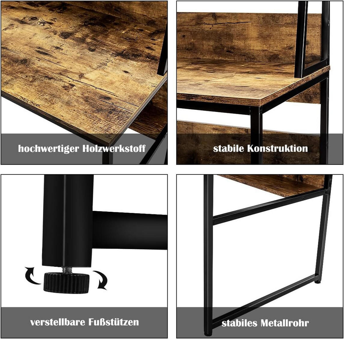 SKRIVBORD 140 cm kaffe - Brun, Trä (57/120/140cm) - COSTWAY