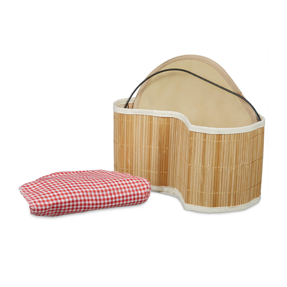 BROTKÖRBCHEN - Hellbraun, Holz/Textil (33.5/16.5/23.5cm) - Relaxdays
