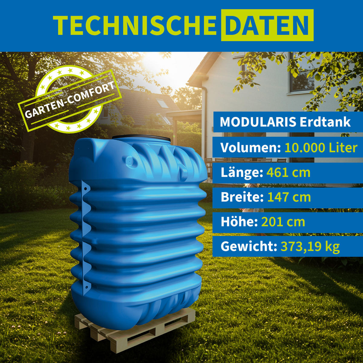 ERDTANK-PAKET 10000 L - Blau, Kunststoff (147/201/461cm) - 4rain