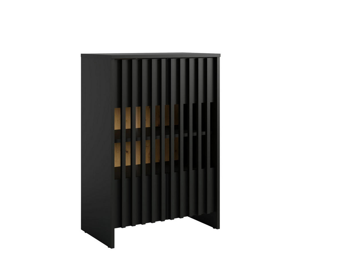 KOMMODE ZEPHYR 60/87/34cm mit Schubladen 2 Türen Schwarz - Schwarz, Holzwerkstoff (60/87/34cm) - MASSENO