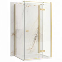 DUSCHKABINE Rea Atlas 100x80 Brush Gold rechte - Goldfarben, Glas (100/80/200cm) - REA