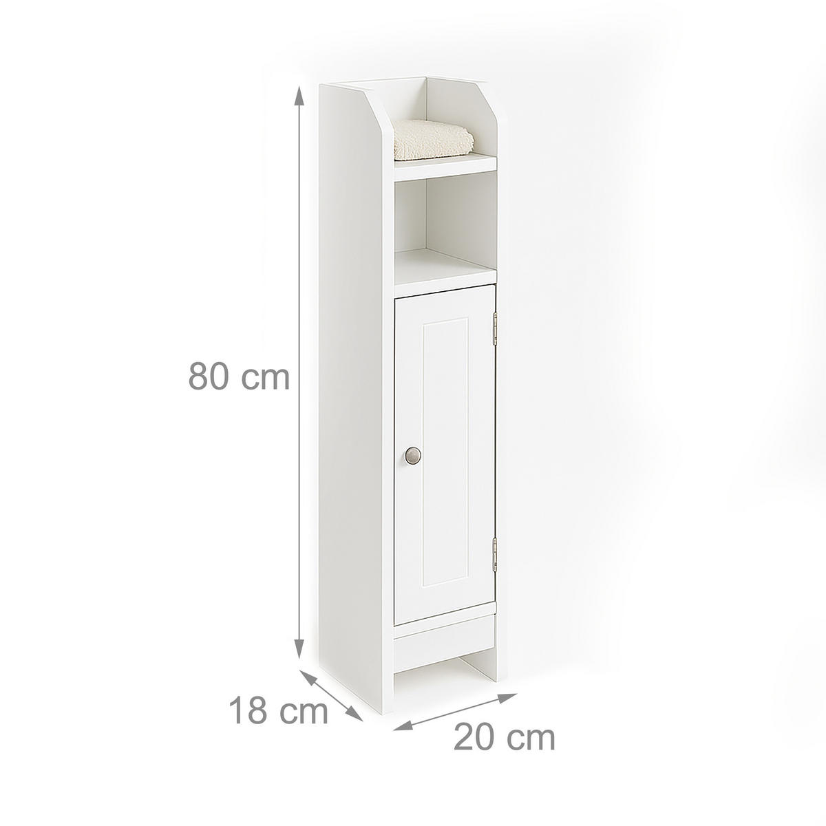 BADEZIMMERSCHRANK - Silberfarben/Weiß, Holzwerkstoff/Metall (18/80/20cm) - Relaxdays