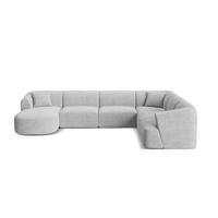 MODULARES-PANORAMASOFA rechts Campi aus Cord silber 7 Sitzplätze - Silberfarben, Textil (255/70/330cm) - Cosmopolitan Design