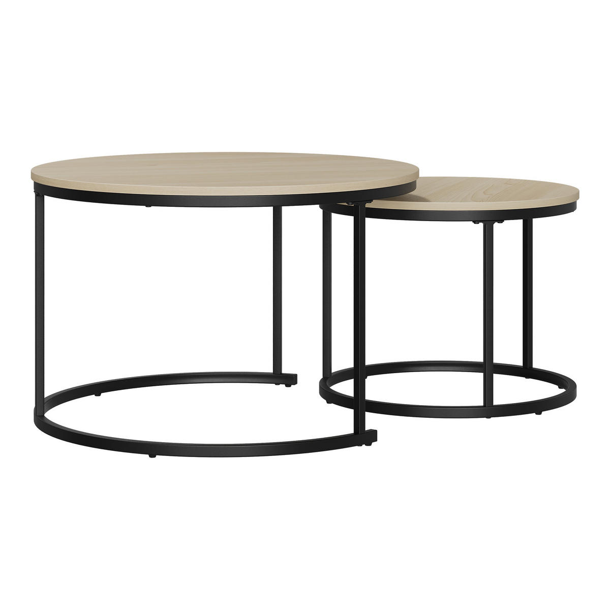 COUCHTISCH-SET DE-37281 70cm 2er-Set rund mit Nesting-Design Eiche - Eichefarben, Holzwerkstoff (70/70/45cm) - ComfortXL