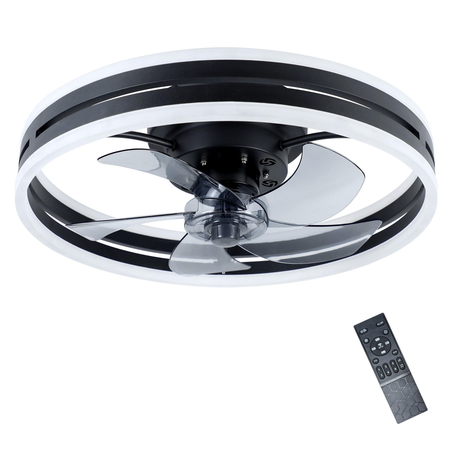 DECKENVENTILATOR Erickson II 50/50/8cm - Schwarz, Kunststoff (50/50/8cm) - Nettlife