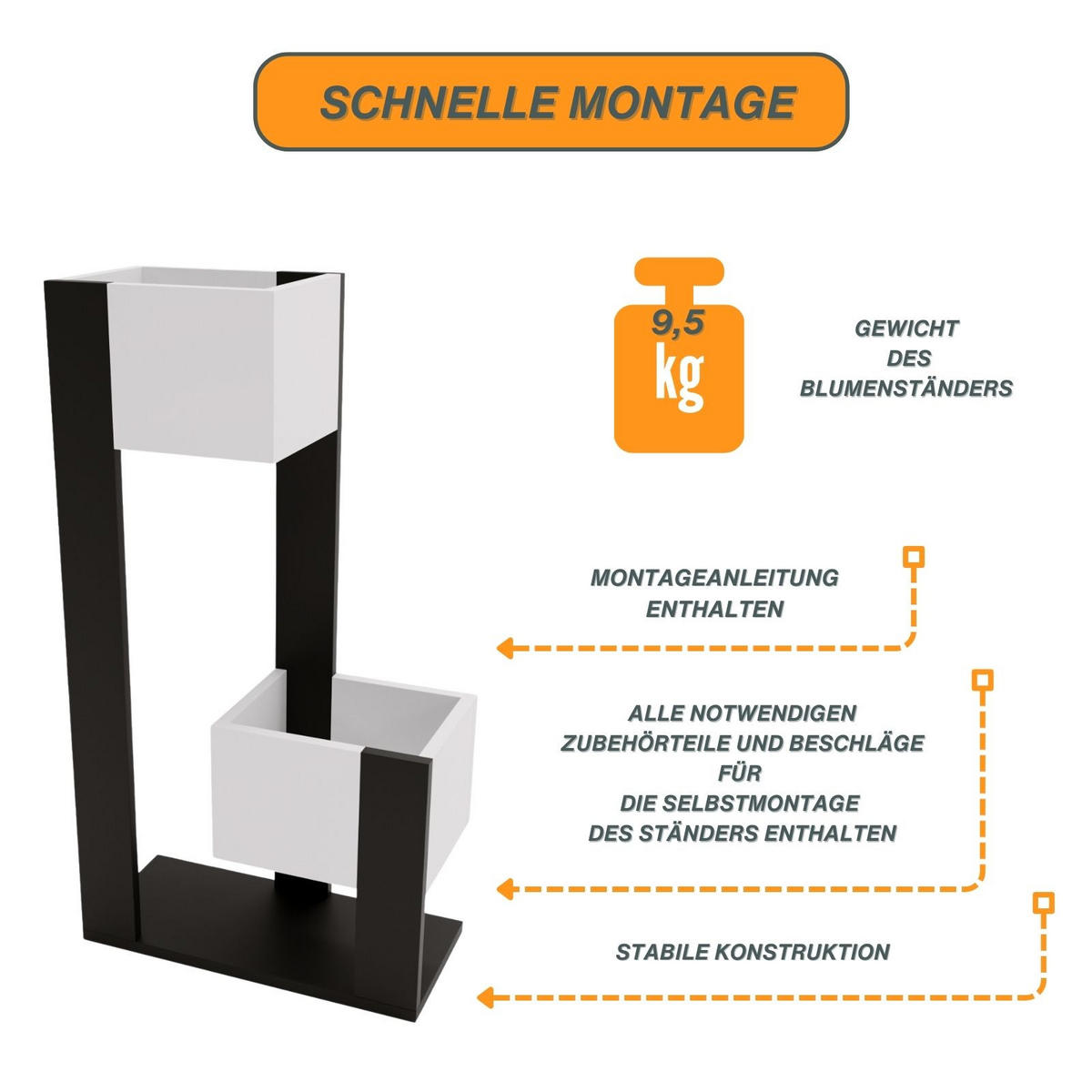 BLUMENSTÄNDER Duo 2 - Weiß, Holzwerkstoff (23/98/49cm) - RAUMHIRSCH FURNITURE