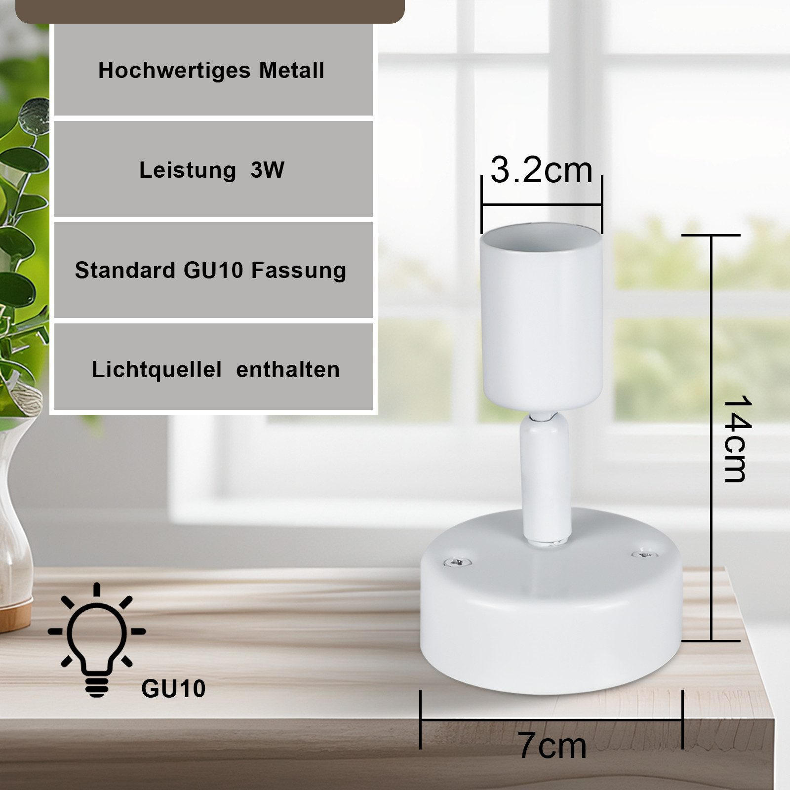Nettlife Deckenstrahler Weiß 10x7x14 cm