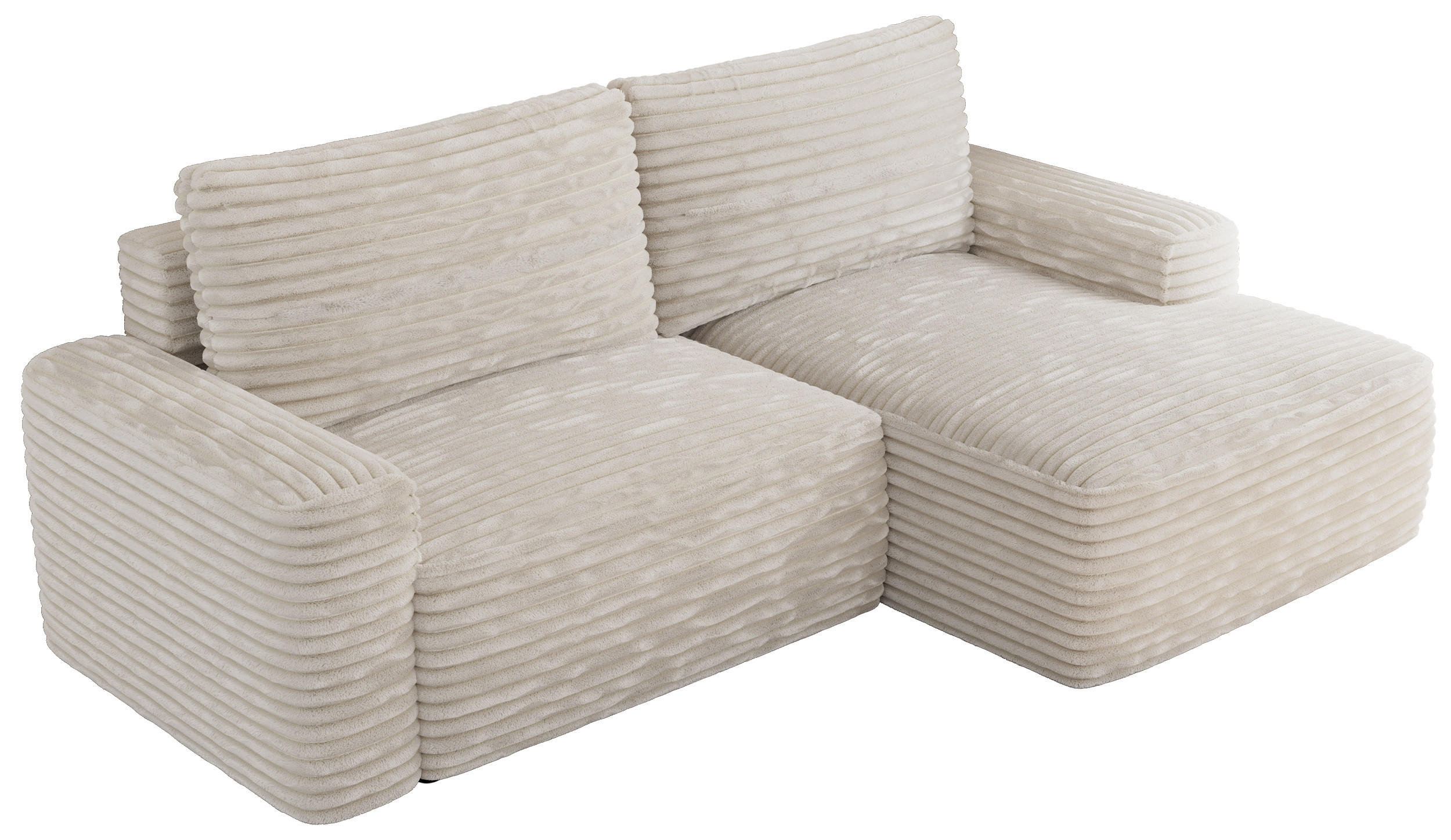 ECKSOFA BELLUNO L Creme Cord - Rechts - Creme/Schwarz, Textil (233/144cm) - MKS