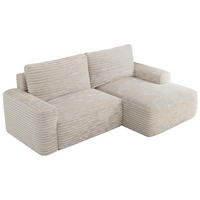 ECKSOFA BELLUNO L Creme Cord - Rechts - Creme/Schwarz, Textil (233/144cm) - MKS