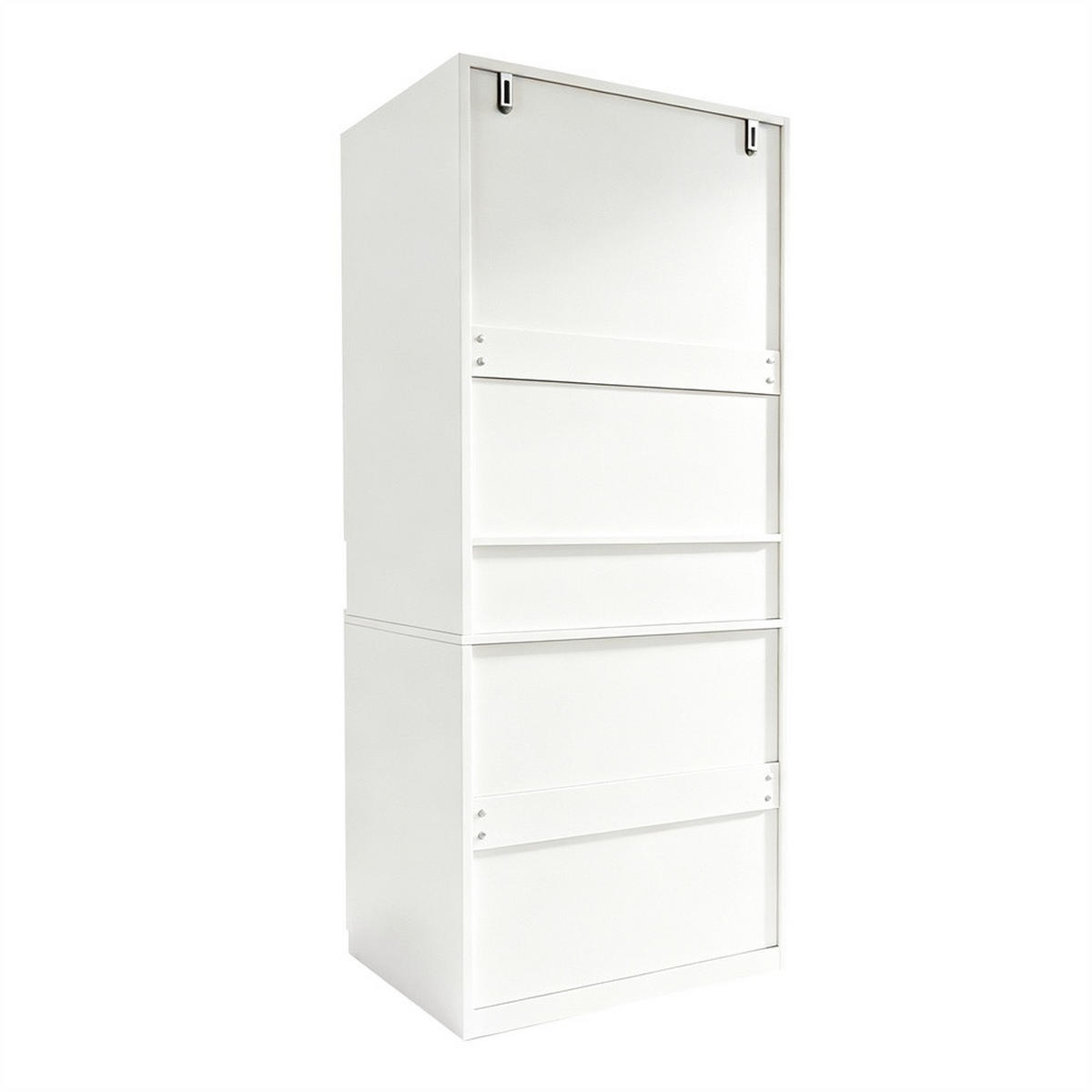 KLEIDERSCHRANK mit LED-Beleuchtung & Kleiderstange - 4 Türen & Offenes Fach - 70 × 55 × 180 cm - Weiß - Weiß, Holzwerkstoff (70/180/55cm) - DELFA