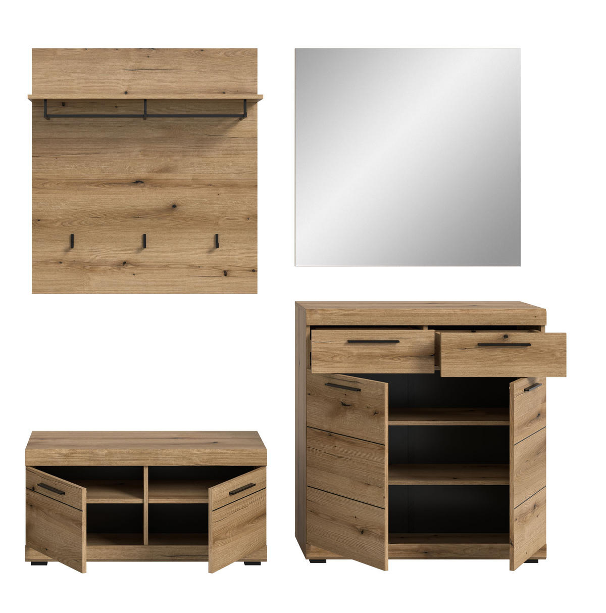 GARDEROBEN-SET SCOUT 4-tlg. (B/H/T: ca. 195/197/40 cm) in Evoke Oak Nachbildung/Evoke Oak Nachbildung - Eichefarben, Holzwerkstoff (195/197/40cm)
