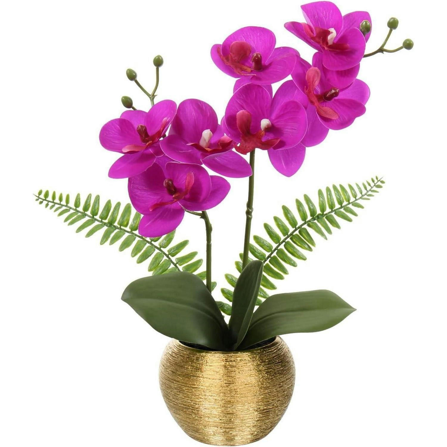KUNSTBLUME Orchidee 33 cm Goldfarbener Topf - Lila, Keramik (33cm)